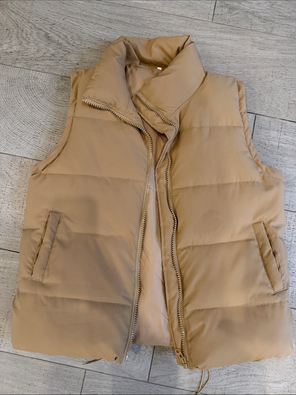 Puffer Vest in Camel Tan - Women's Sleeveless Jacket